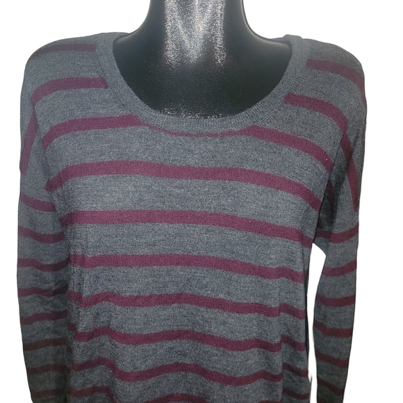Max Studio Grey and Purple Merino Wool Sweater - Picture 1 of 7
